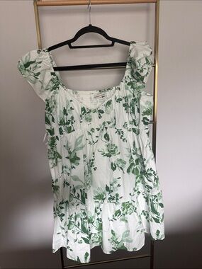 Abercrombie & Fitch White Mini Dress with Green Floral Print